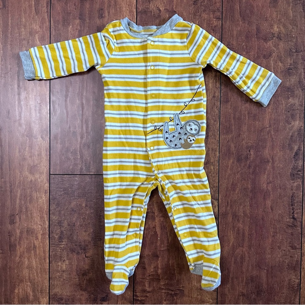 baby sloth yellow footie pajamas 6-9 months